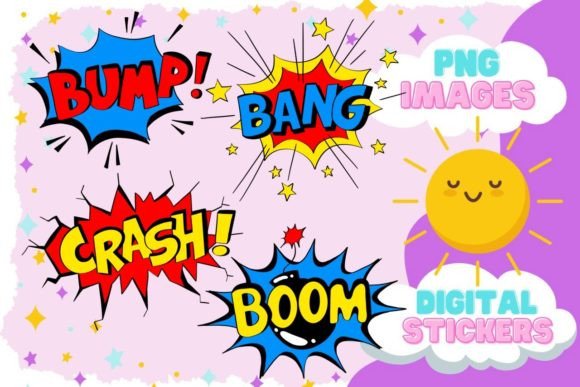Comic Book Bubbles,Cartoon Explosions Graphic Illustrations By Liseevna Art