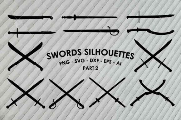 Swords Silhouettes SVG - Vector & PNG Grafik Plotterdateien Von SeaquintDesign