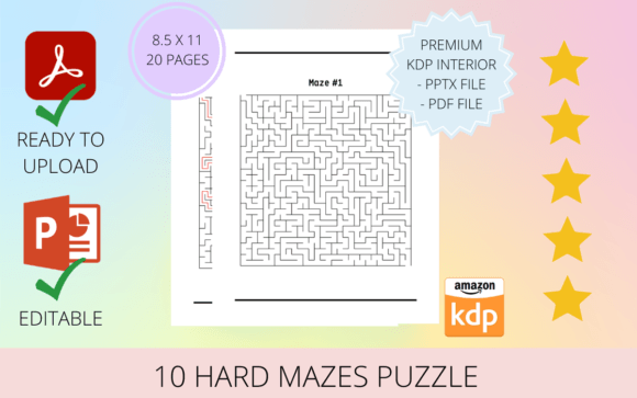 10 Hard Mazes Puzzle KDP Interior Bundle Gráfico Interiores KDP Por ProDesigner21