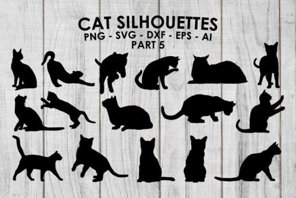 Cat Silhouettes SVG - Cats Vector & PNG Grafika Rękodzieła Przez SeaquintDesign