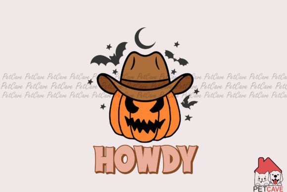 Howdy Cowboy Pumpkin Sublimation Illustration Modèles d'Impression Par Pet Cave