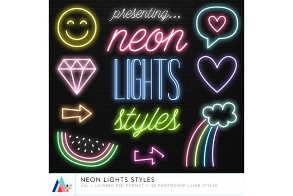 Neon Lights Styles No. 1 Graphic Layer Styles By Miss Tiina