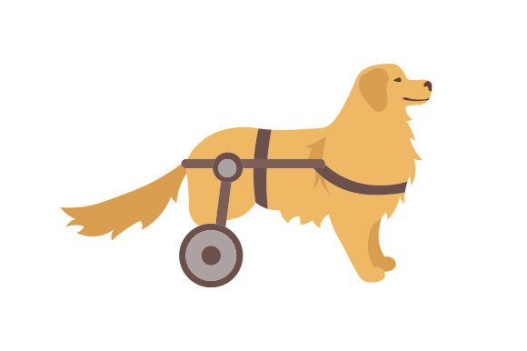 Disabled Golden Retriever Dog, Wheelchair Animals Craft Cut File By Creative Fabrica Crafts