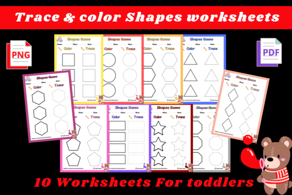 Trace and Color Shapes for Toddlers Graphic PreK By Soft Touch