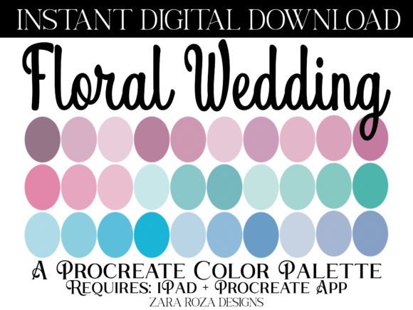 Floral Wedding Procreate Color Palette Gráfico Complementos Creativos Por ZaraRozaDesigns