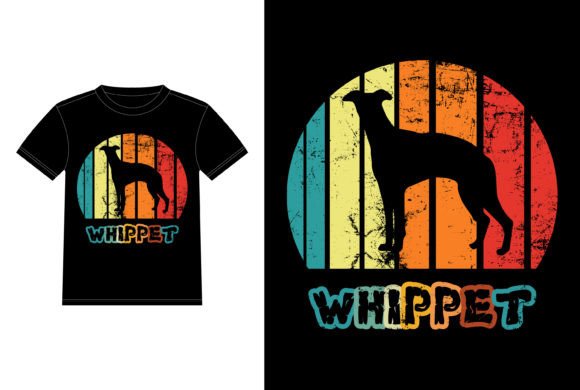 Funny Whippet Vintage Retro Sunset Graphic T-shirt Designs By T-Shirt Empire