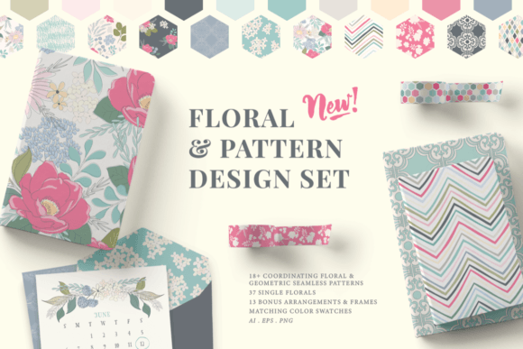 Floral Pattern Set Graphic Patterns By Emily Spadoni Type & Design