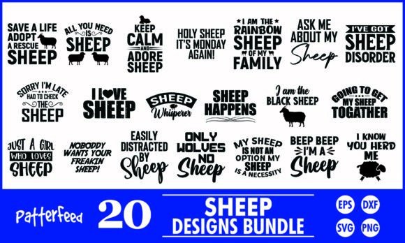 Sheep SVG Bundle, Sheep T-Shirt Designs Graphic T-shirt Designs By PatternFeed