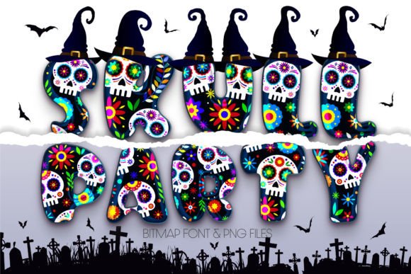 Skull Party Color Fonts Font By Nobu Collections