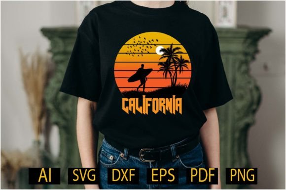 California T Shirt Design Graphic Print Templates By fixersujon