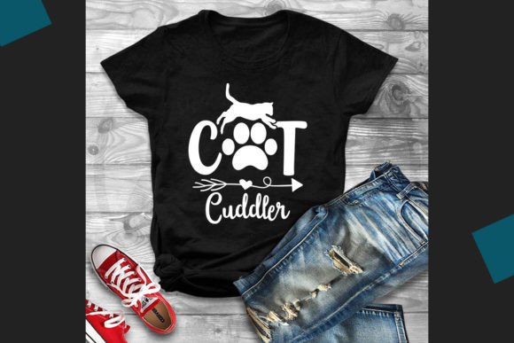 Cat Cuddler Svg Gráfico Diseños de Camisetas Por Teamwork