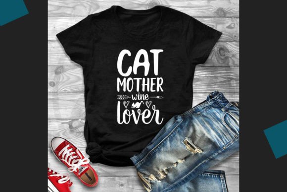 Cat Mother, Wine Lover Svg Grafika Projekty Koszulek Przez Teamwork