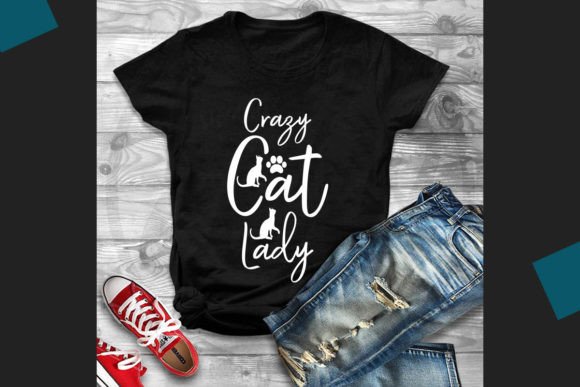 Crazy Cat Lady Svg Gráfico Diseños de Camisetas Por Teamwork