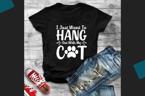 I Just Want to Hang out with My Cat Svg Gráfico Diseños de Camisetas Por Teamwork