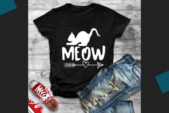 Meow Cat Day Svg Design Gráfico Diseños de Camisetas Por Teamwork
