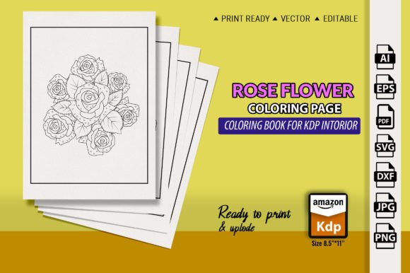 Rose Coloring Page for Adult Graphic Coloring Pages & Books By GraphicArt