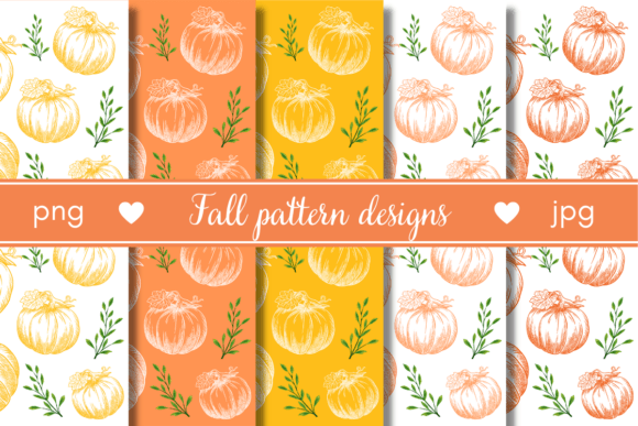 Fall Pumpkin Pattern Digital Paper Gráfico Patrones de Papel Por designogenie