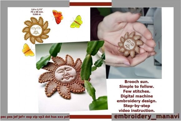 Sun Brooch Accessories Embroidery Design By Embroidery Manavi 05