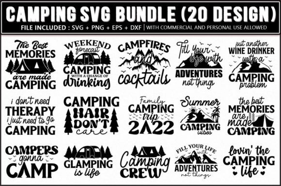 Camping SVG Bundle, 20 Designs Graphic Crafts By Extreme DesignArt