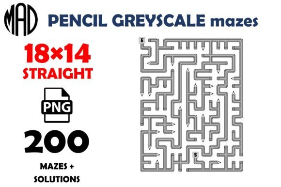 PENCIL MAZES GREYSCALE 18×14 PNG Grafika Wnętrza KDP Przez Marina Art Design