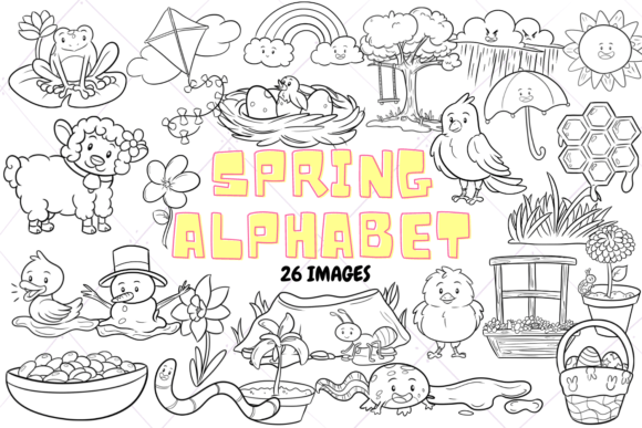 Spring Alphabet Digital Stamps Graphic Illustrations By Keepinitkawaiidesign