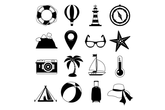 Summer Time Vector Black Icon Set Graphic Icons By onyxproj
