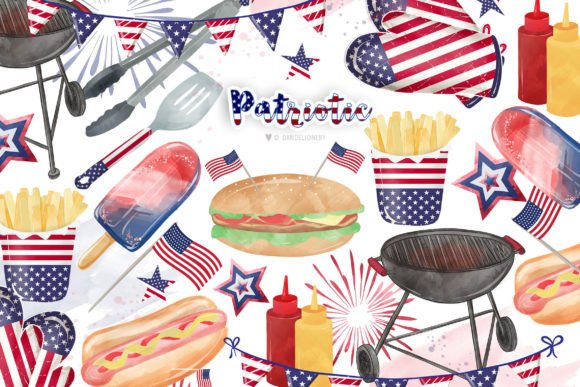 Watercolor 4th of July Clipart Graphic Illustrations By dandelionery