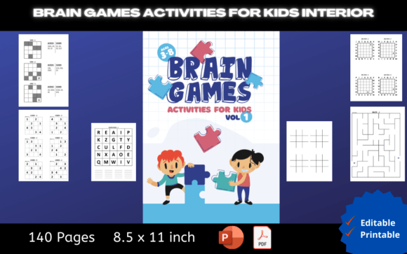 BRAIN GAMES ACTIVITIES for KIDS Graphic KDP Interiors By Creative Design