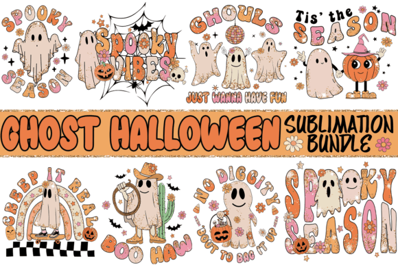 Cute Ghost Halloween Sublimation Bundle Graphic Crafts By Let it be Design