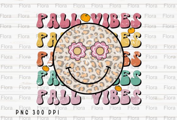 Retro Fall Vibes Smiley Face Leopard PNG Graphic Illustrations By Flora Co Studio