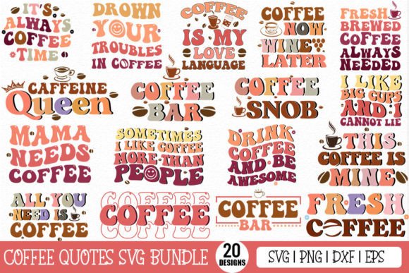 Coffee Quotes Retro Svg Design Bundle Graphic T-shirt Designs By Moslem Graphics