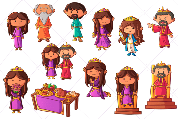 Esther Bible Story Clip Art Collection Graphic Illustrations By Keepinitkawaiidesign