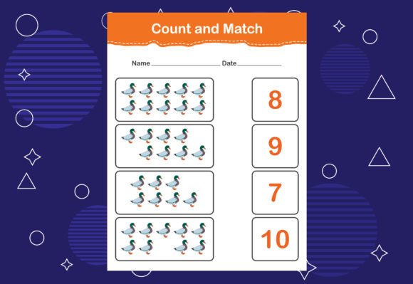 Count and Match with the Correct Number Grafika Arkusze ćwiczeń i Materiały Dydaktyczne Przez makhondesign
