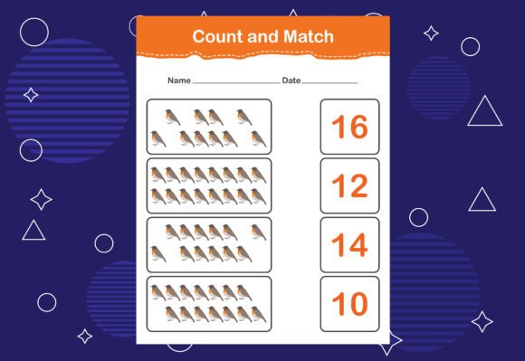 Count and Match with the Correct Number Grafika Arkusze ćwiczeń i Materiały Dydaktyczne Przez makhondesign