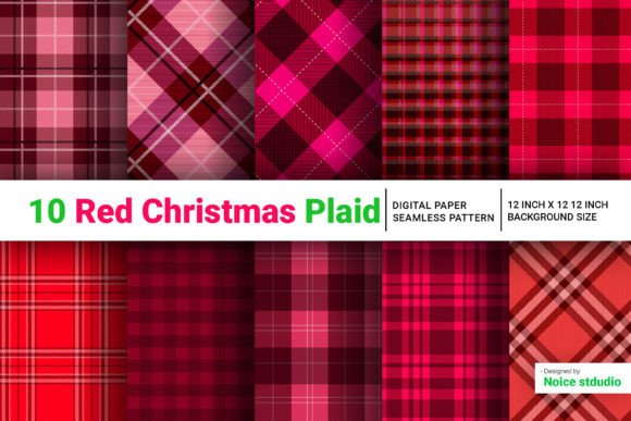 Christmas Plaid Pattern or Digital Paper Gráfico Patrones de Papel Por noicestudio
