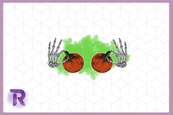 Funny Skeleton Pumpkin Hands Sublimation Graphic Print Templates By Revelin
