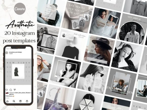Gray White Black Instagram Post Template Graphic Social Media Templates By EvaTemplates