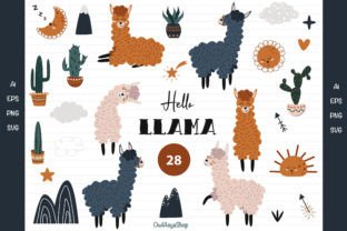 Llama Clipart, Alpaca SVG Graphic Illustrations By owlasyashop 2