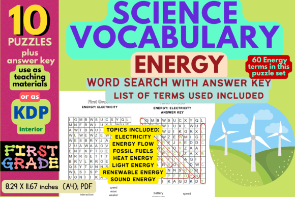 Science Vocabulary: Energy Word Search Graphic 1st grade By Charm Creatives