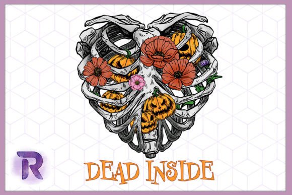Skeleton Flowers Dead Inside Halloween Graphic Print Templates By Revelin