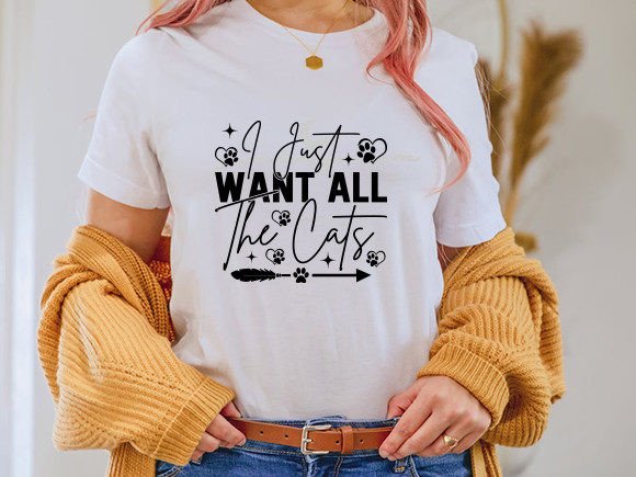 I Just Want All the Cats Grafica Design di T-shirt Di Art & CoLor