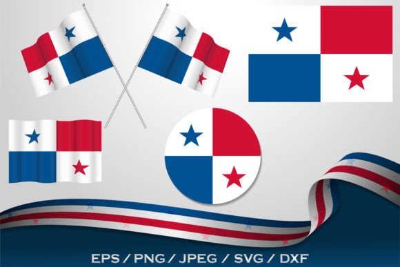 Set of Panama Flags in Different Designs Graphic Illustrations By terrabismail