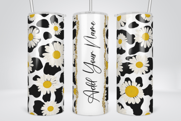 Cow Print Daisy Add Your Name Tumbler Graphic Crafts By TINTIN Design