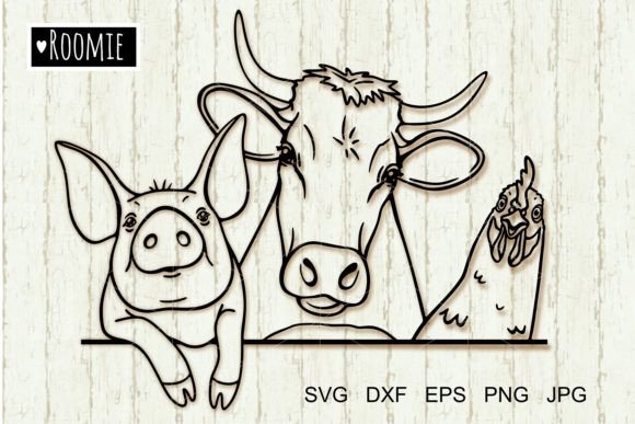 Farm Animals Svg, Cow Pig Chicken Graphic Crafts By roomie