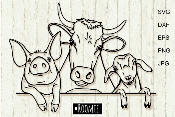 Farm Animals Svg, Cow Pig Sheep Graphic Crafts By roomie