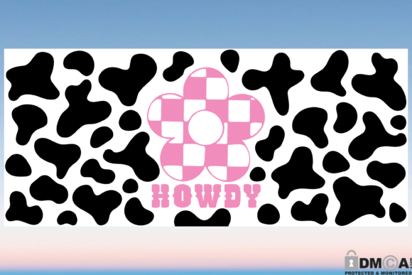 Howdy Cow Print 16oz Libbey Glass Wrap Grafika Szablony do Druku Przez Rare