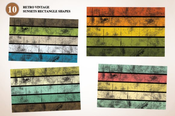Retro Vintage Sunsets Rectangle Shapes Gráfico Ilustraciones Imprimibles Por kitsada101