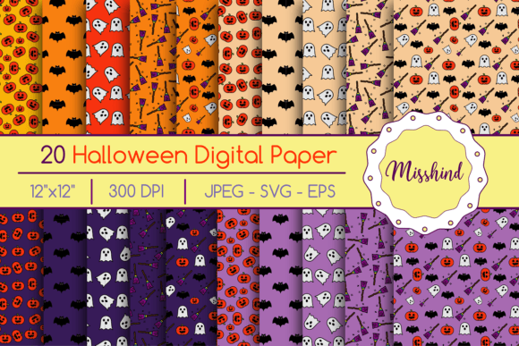 Cute Halloween Pattern • Digital Paper Graphic Patterns By misshind