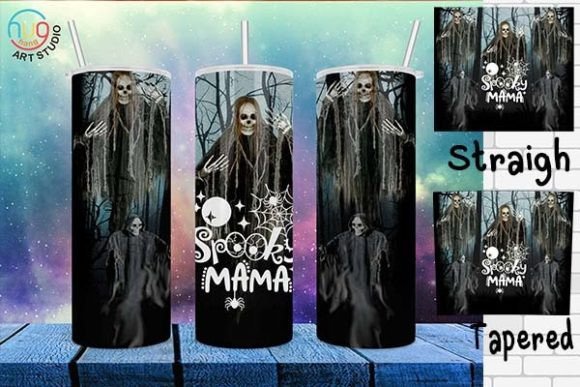 Spooky Mama Tumbler Sublimation Design Gráfico Tumbler Wraps Por HugHang Art Studio