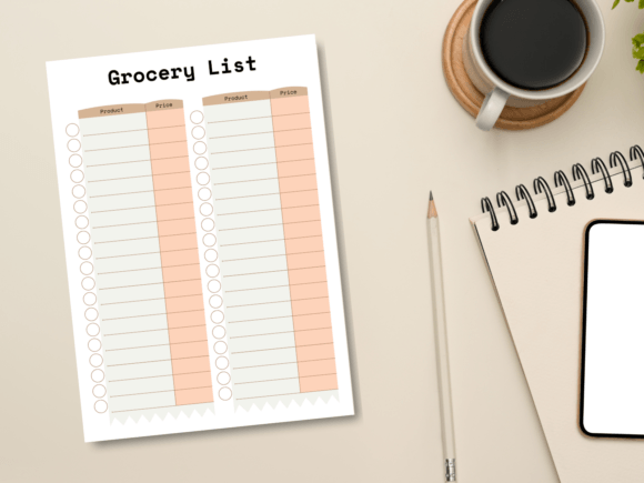 Grocery List Tracker Sheet Graphic KDP Interiors By DesignScape Arts